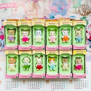 Geniune Sylvanian Doll Families Dollhouse Animal Siffror Möbler Set Kläder Hus Mat Födelsedag Christmas Cifts Toy 240126