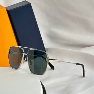 Silver Metal Sunglasses Green Lenses Men Sunframe Shades Sonnenbrille Sunnies Gafas de sol UV400 Eyewear with Box