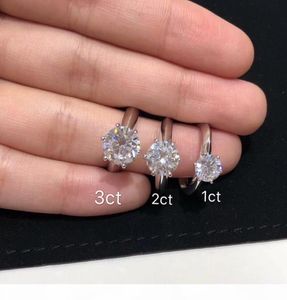 Yüksek Sürüm 925 STERLING Gümüş Altı Pençe 13 Karat Elmas Tasarımcı Yüzük Bague Kadınlar Evlen Düğün Nişan Aşağı Hediye Luxur8328907