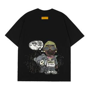 Paris Style Oversized Cartoon Hand drawn Print Tee Designer T shirt Spring Summer Casual Fashion Skateboard Men Women Tshirt 24ss 0218