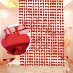 Curtain 6Style Heart-Shaped Foil Creative Window Door Divider Line Bedroom Bathroom Kitchen Garden Decoration Wedding Props