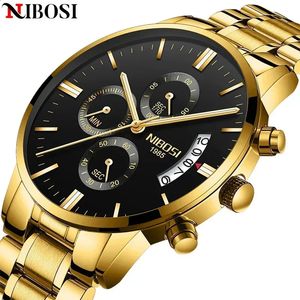 Nibosi relogio masculino relógios de luxo dos homens da marca superior relógio quartzo à prova dwaterproof água esportes cronógrafo relógios pulso montre homme 240131