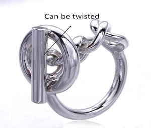 925 Silver Rope Chain Ring With Hoop For Women French Popular Clasp Ring Sterling Silver Jewelry Making246y8687813