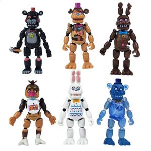 6PcsSet Fnaf Edição Especial Anime Figura Destacável Joint Bonnie Bear Five Night Action Model 240119