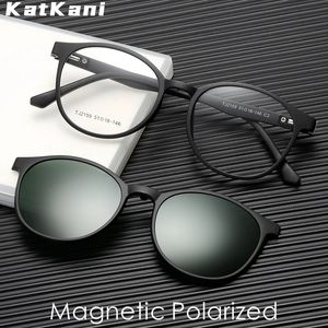KatKani Ultraleichte magnetische polarisierte Sonnenbrille, Retro, rund, modisch, optisch, verschreibungspflichtige Brillen, Rahmen für Herren und Damen, TJ2159 240131