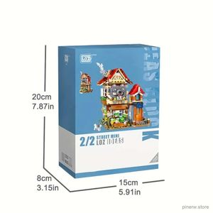 Blocos mini floresta cabine vista rua casa blocos de construção kit diy conjunto tijolo para crianças/adulto presente natal