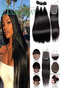 Fairgreat Brazilian Straight Hair 3 Bundles With Closure 100 Remy Human Hair Bundles With Closure 44 Hair Extension25587026643211