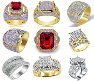 Lodowe pierścionki mężczyźni kobiety stal nierdzewna duży kamień geometryczny kwadratowy pierścień palec złoty kolor duże serca Men039s Ringen O3N950463107766136