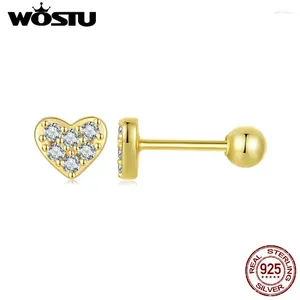 Ohrstecker WOSTU 925 Sterling Silber Mimi AAA Zirkon Hochzeit Für Frauen Herz Stern Blitz Ohrring Euro Koreanische Partei Schmuck