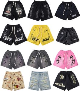 Hellstar Shorts Men Designer Casual Short Summer Summer Classic Flame Drukuj mężczyźni Kobiety Krótkie spodnie uliczne odzież swobodne spodnie koszykówki