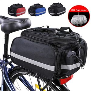 كيس دراجة MTB BIKE RACK BAG TRUNT PANNER CANCLING متعددة الوظائف سعة سعة حقيبة سعة كبيرة مع غطاء المطر 240202