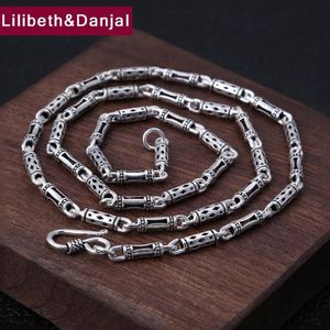 4mm Thick Necklace Long 100% 925 Sterling Silver Men Women Openwork bamboo chain Friend Necklace Pendant Jewelry 2020 N010244O