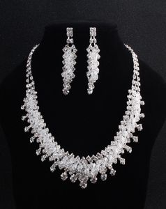 Fashion Bridal Jewelry Sets Austrian Crystal Crowns Necklace Earrings Sets Wedding Dress Accessories for Bride Tiara Sets JCE0236176104