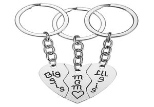3piece keyringsring stainless steel necklace female mother039s day gift big lil sis motherheartshaped keychain family simpl5621596