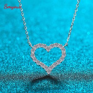 Smyoue 2CT Pass Tested Heart Necklace for Women S925 Silver Plated Platinum Simulated Diamonds Pendant Birthday Gift 240127