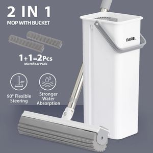 Przenośna gąbka PVA mop z zestawem wiadra super wodoabsorbent podłogi czyszczenie domu mokro i system 1PC wymiana 240123