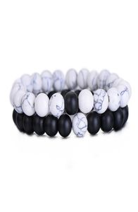 2PCSSet Par Distance Armband Classic Natural Stone White and Black Beaded Armband för män Kvinnor HZS00911908129