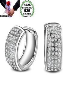 Omhxzj hel personlighet mode ol kvinna tjej party vit lysande multiline zirkon 30sterling 30 silver hoop örhängen ye396765024