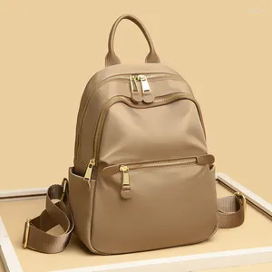 School Bags Luxury Genuine Leather And Oxford Women Backpack Fashion Travel Knapsack Portable Rucksack Design Shoulder Bag Bolsas Sac A Main