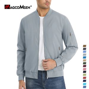 MAGCOMSEN Мужская куртка для гольфа, бейсбольная куртка, ветрозащитная куртка в рубчик с карманом на молнии 240125