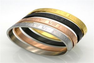 Kvinnor och män rostfritt stål rosguldpar armband som snider romersk siffra älskare manschettarmband armband bröllop smycken d10111162936