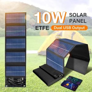 Etfe Solar Panel 5V 10W Mocny składany do telefonu komórkowego Wodoodporne wodoodporne USB Solar Naładowanie kempingu 240131