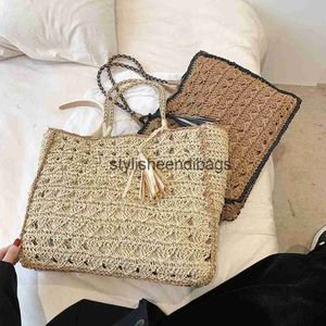 Shoulder Bags Women Crochet Handbag Tassel Shoulder Bag Straw Handbag Hollow Out Tassel Grocery Bag Solid Color Woven Bag Summer Beach BagH24219