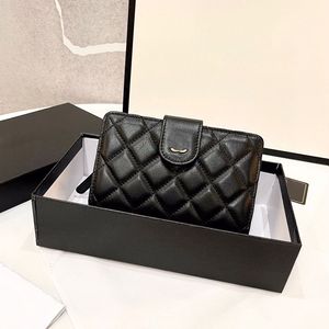 Women Designer Mini Wallet Folding Bag Lambskin Leather Quilted Gold Hardware 15x10cm Zipper Multi Pochettes Diamond Lattice Clutch Card Holder Purse Handbag