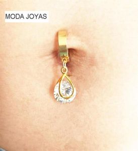 MODA JOYAS Grandi zirconi falsi Anelli per ombelico in acciaio 316l Gioielli per il corpo Anelli per piercing all'ombelico Sexy Falso piercing all'ombelico Ombligo244m6638090