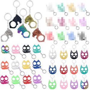 Utomhus Escape Finger Tiger Fist Set Keychain Justice Cat Cute Metal Pendant Head Window Breaker 8kmk