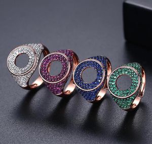 Iced out Adjustable ring with micro zircon opening for men hip hop bling diamond ring gold silver wedding Ring9756218