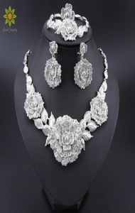 Utsökta Dubai Silver Color Jewelry Set Nigerian Wedding Women Accessories Smycken Set African Beads Costume Jewelry Set4620168