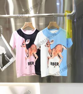 2022ss crianças camiseta marca designer novo fawn impressão bloco de cores em torno do pescoço manga curta camisetas verão meninos tops e camisetas crianças cott1156567