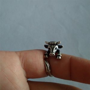 Trendy Vintage Bull Rings Gold Silver Color Cow Promise Rings free ship 240202