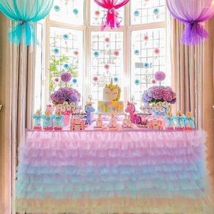 Bord kjol 6ft tyll poncho bordsduk baby shower bröllopsmaterial