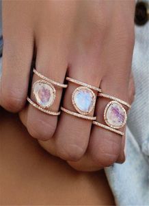 Owalny naturalny kamień księżycowy pierścionek z diamentem 14K Rose Gold Biżuteria dla kobiet Agat Turquoise Anillos Jade Bizuteria Peridot Fine Gemstone2503322