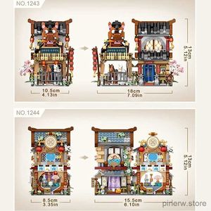 Blöcke Chinesisches Neujahr Alte chinesische Poststation und Lebensmittelgeschäft Mini-Bausteine