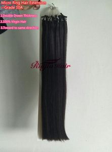 10A درجة مزدوجة مرسومة الإنسان 1426039039 Micro Ring Hair Extensions 1GS 100S 100g حلقة اللون الطبيعية Hair2249997