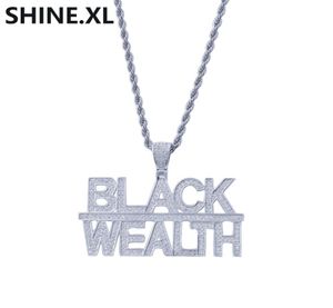 Hip Hop Fashion Gold Plated 2 Rows Letter Black Wealth Pendant Necklace Men Bling Jewelry Gift1870434