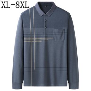 8xl 7xl 6xl Autumn Fashion Loose Polo Shirt Men Long Sleeve Casual Mens Polos Shirts With Pocket Top Quality Polo Homme 240125