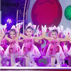 Stage Wear Eu tenho um par de pequenas mãos dançando vestido bonito tule tutu saia trajes de dança