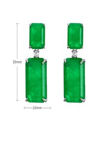 925 Sterling Sier Emerald Gemstone Stud Earrings0123455272677