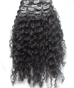 Nowy przybycie Malaysia Virgin Afro Kinky Curly Hair Clip w perwersyjnym kręconym odrzutowcu czarny 1 kolor ludzki rozszerzenia 8272926