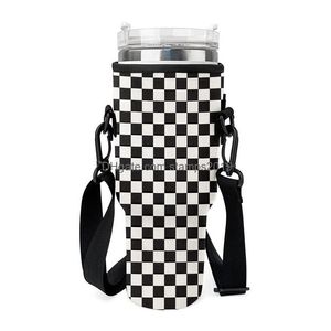 Drinkware Handle 40Oz Cup Neoprene Sleeve Er Vacuum Water Bottle Holder With Adjustable Shoder Strap Drop Delivery Home Garden Kitch Dhoq1