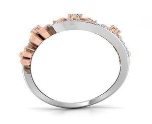 OMHXZJ Whole European Fashion Woman Girl Party Wedding Gift Flower Ziron 18KT White Gold conRose Gold Ring RR6116108204