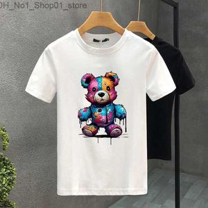 T-shirt 2023 Nuovo per uomo T-shirt di alta qualità 100% cotone Colori Orso Stampa Estate Casual Cool Allentato O-Collo T-shirt Maschile Top 2yk Q240218