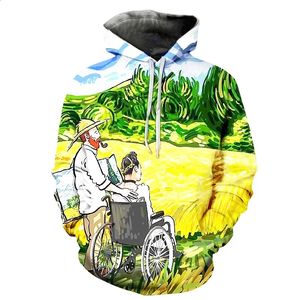 Underbar färg rök 3D -tryck hoodies och tröjor graffiti abstrakt huva långärmad avslappnad sportkläder män kläder 240118