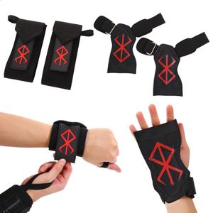 1 Pair Weight Wrist Wraps and Cowhide Weightlifting Hand Grips for Men Women Gym Powerlifting Support Strap Deadlift Glov 240122