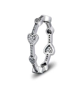 Compatible with jewelry ring silver Alluring Hearts rings With CZ 100 925 sterling silver jewelry whole DIY For Women93226595123013