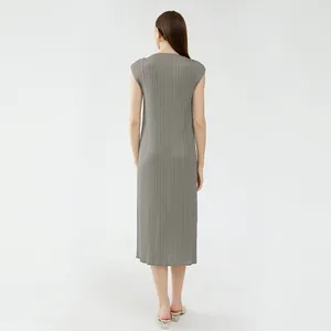 Повседневные платья, мода 2024, летний элегантный стильный жилет, женское дизайнерское платье без рукавов с v-образным вырезом, длинное